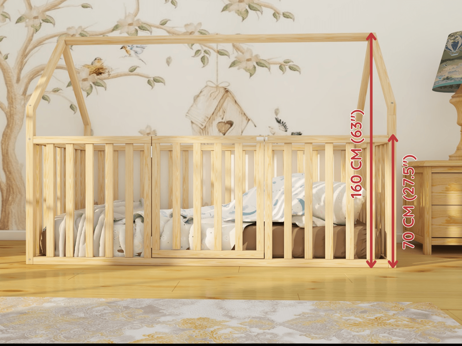 Marin - Montessori Çatılı Ahşap Yatak