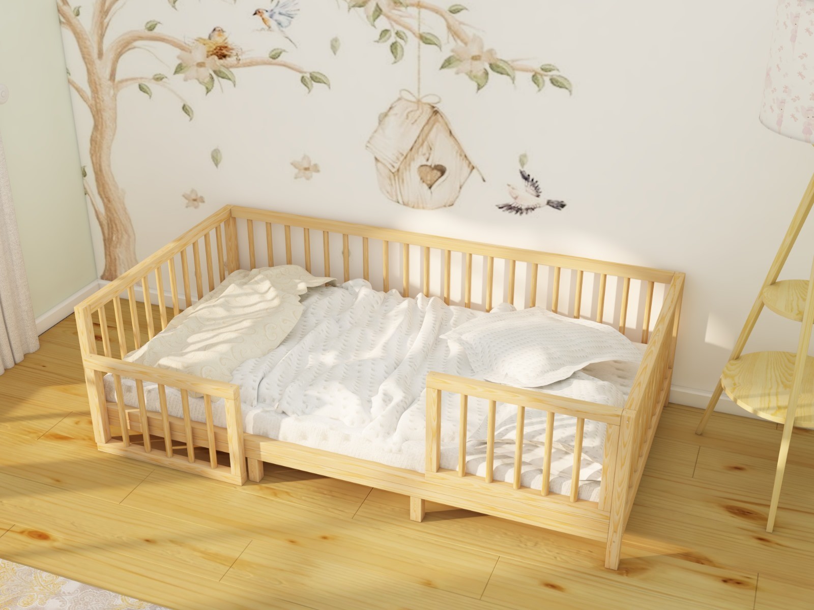 Alaz - Montessori Removable Natural Wooden Floor Bed