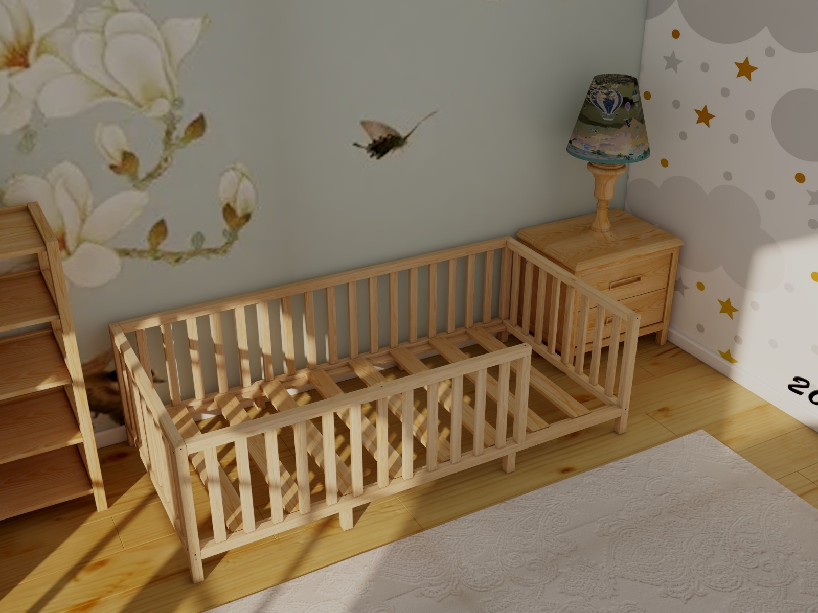 Montessori Natural Wooden Bed 72 Cm Height