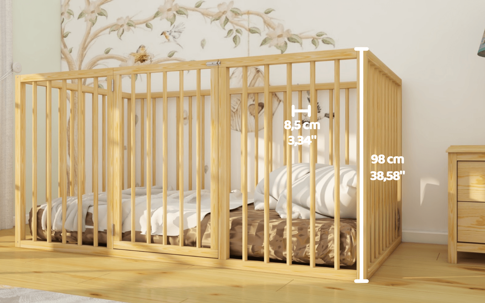 Haven - Natural Wood Long Slatted Montessori Bed