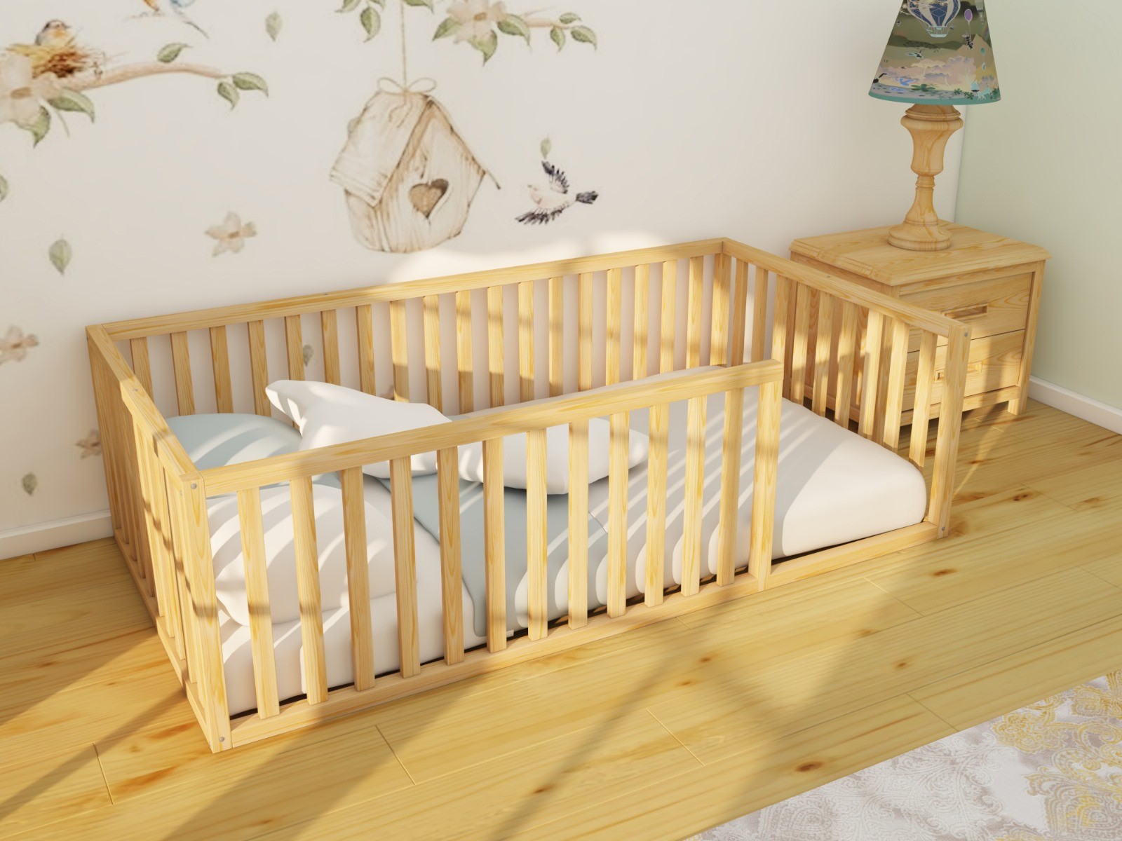 Mia - Montessori Natural Wood Floor Bed