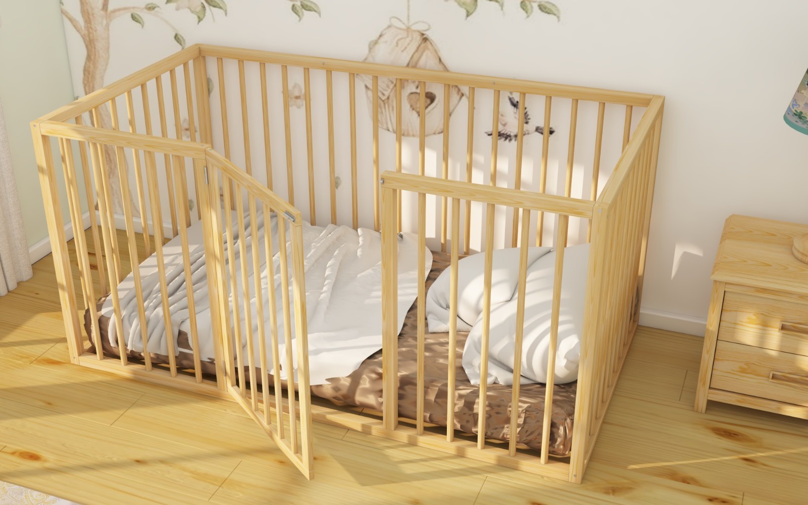 Haven - Natural Wood Long Slatted Montessori Bed