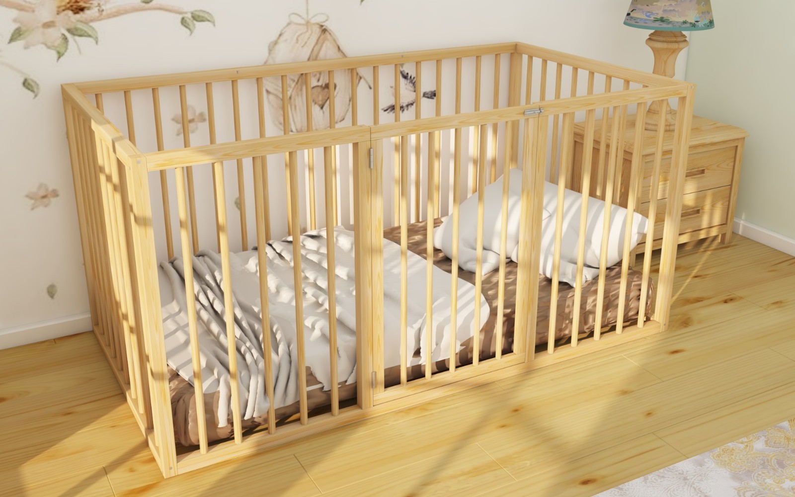 Haven - Natural Wood Long Slatted Montessori Bed