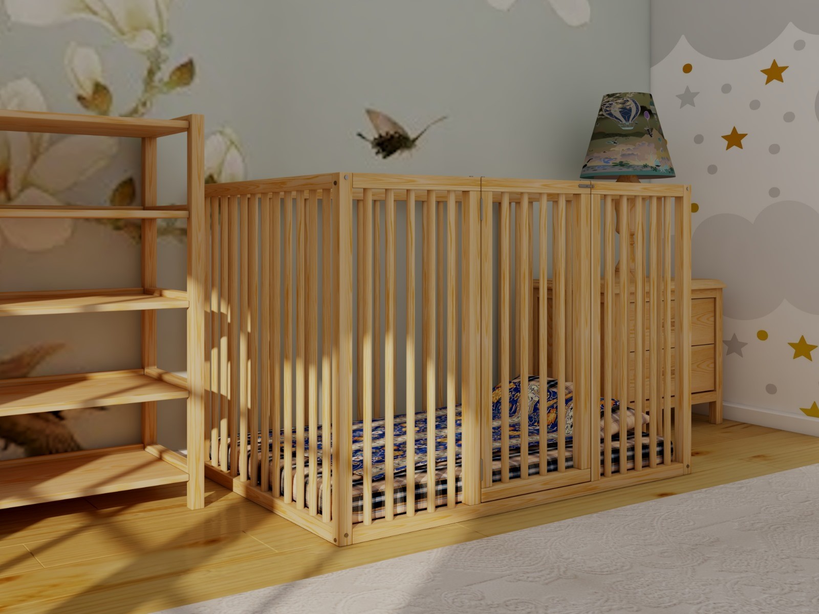 Montessori Wooden Loft Bed for Autistic Children, Playpen