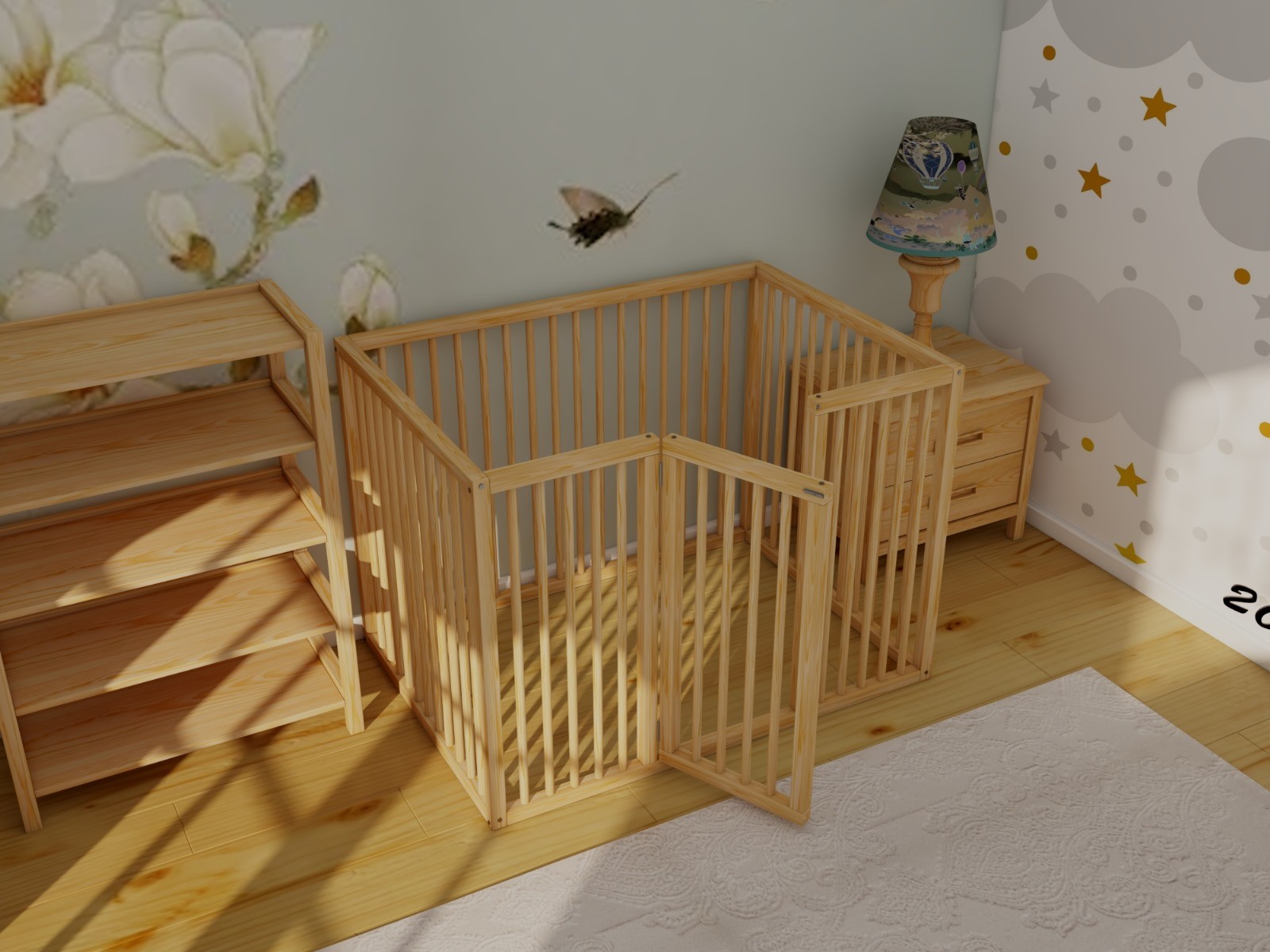 Montessori Wooden Loft Bed for Autistic Children, Playpen