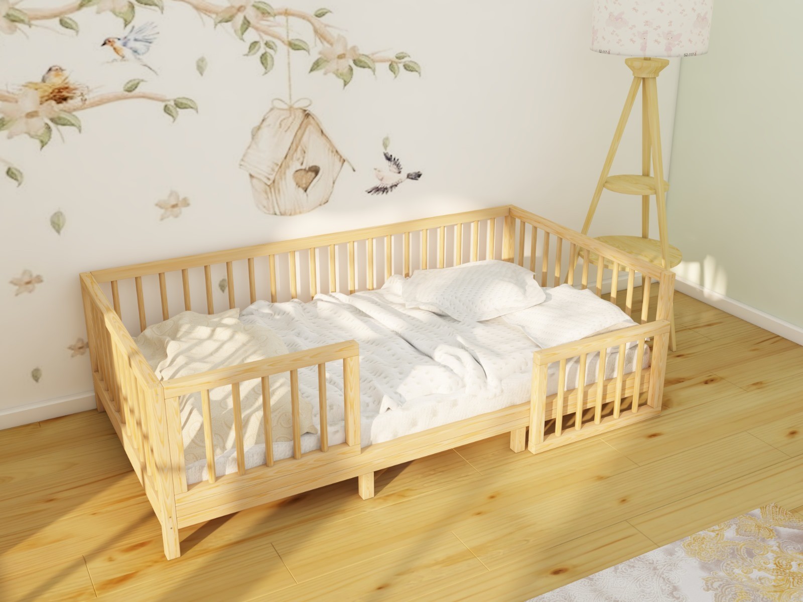 Alaz - Montessori Removable Natural Wooden Floor Bed