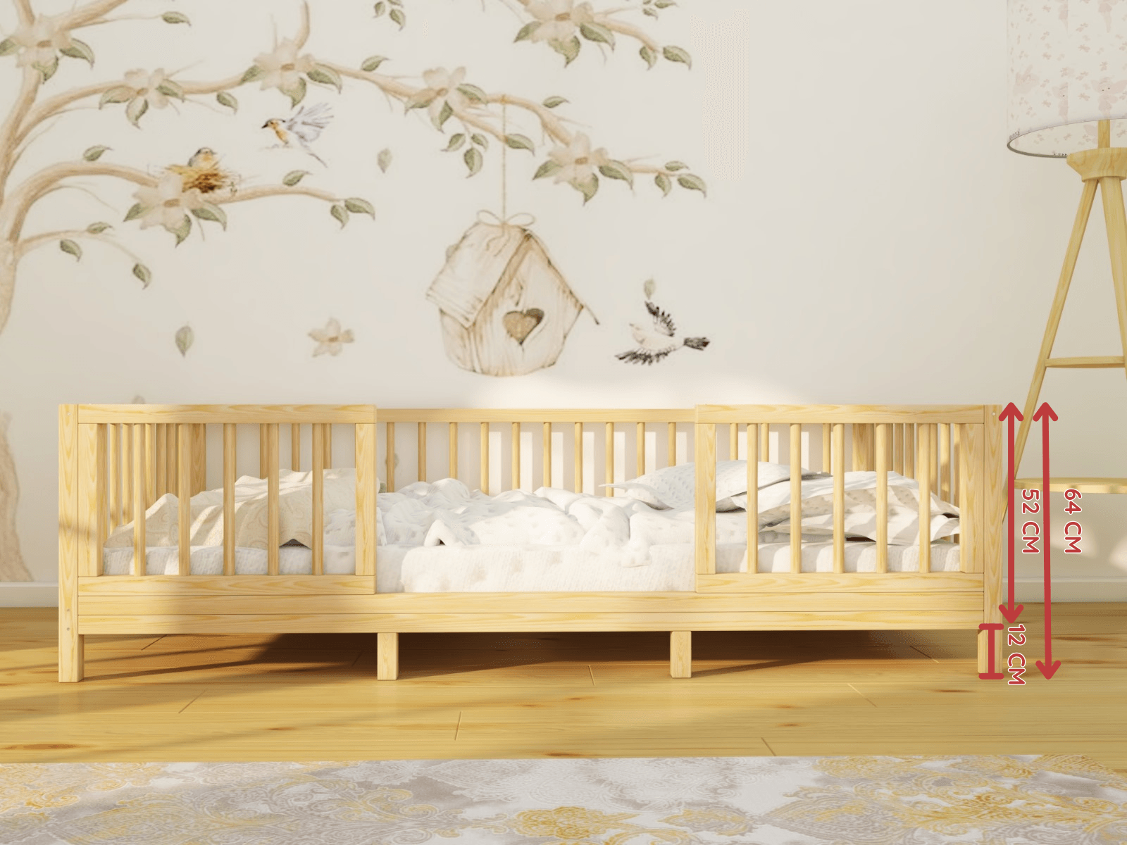 Alaz - Montessori Önü Çıkabilen Doğal Ahşap Yer Yatağı