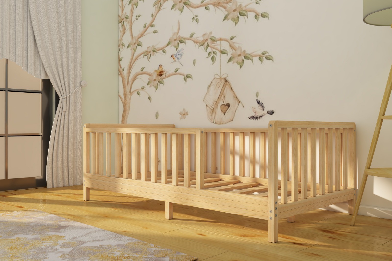 Lizbon - Montessori Removable Baby and Child Natural Wood Floor Bed