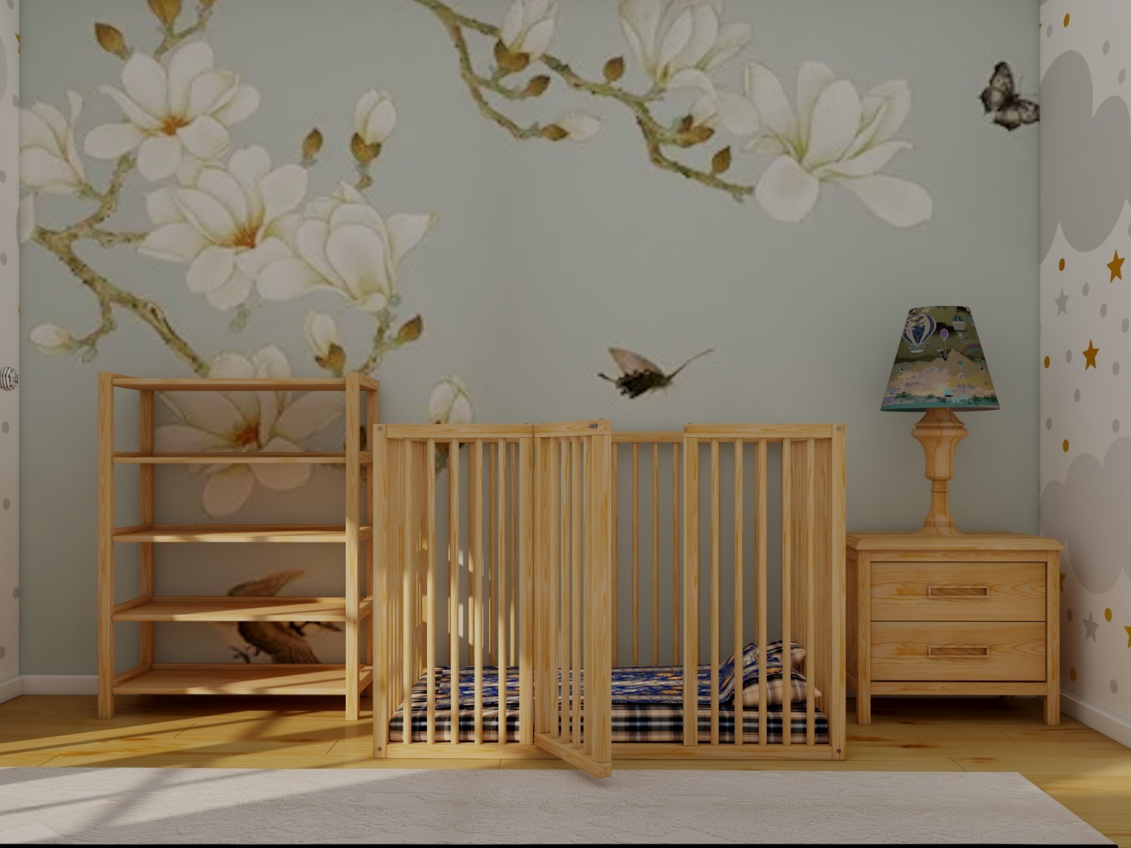 Montessori Wooden Loft Bed for Autistic Children, Playpen