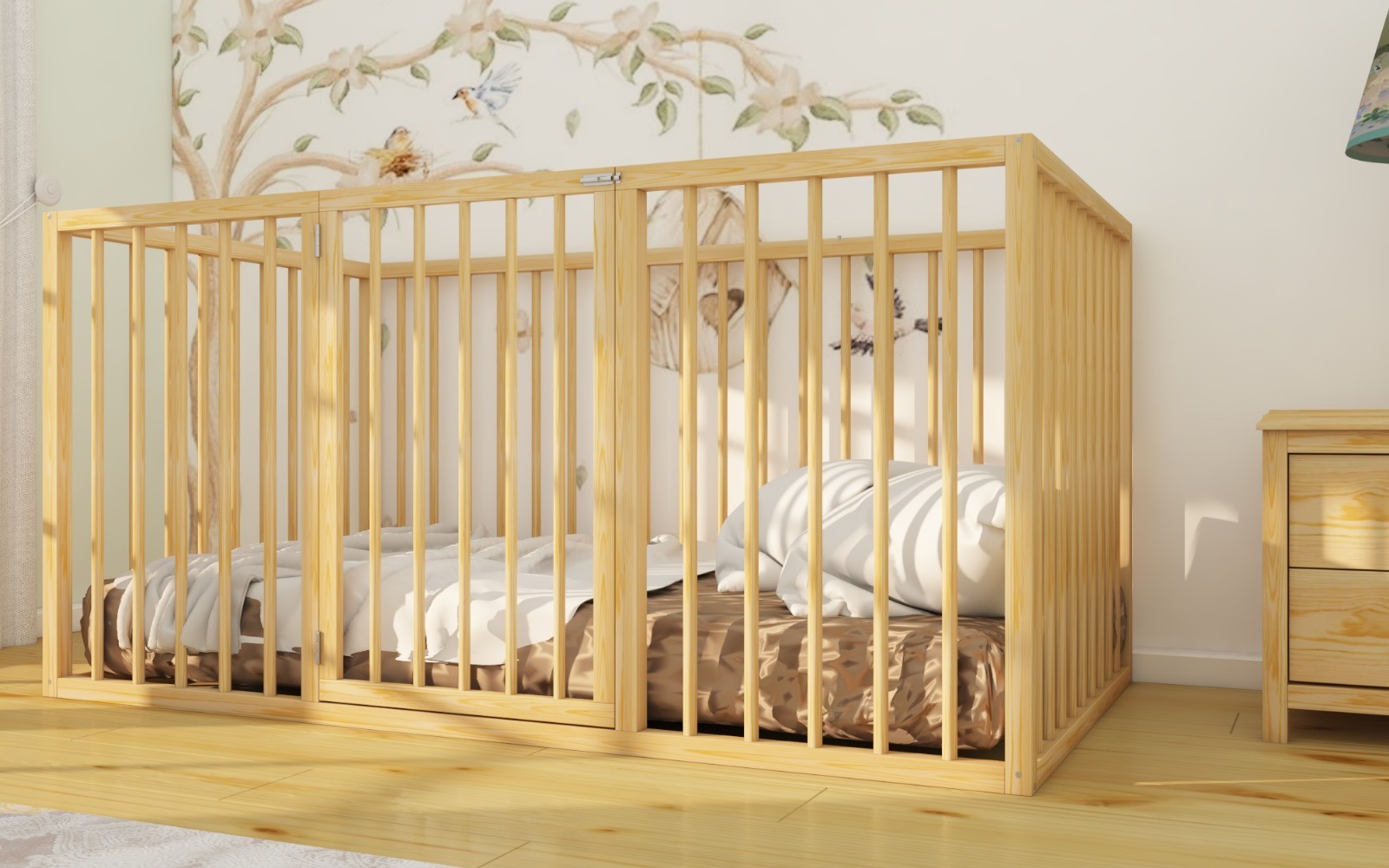 Haven - Natural Wood Long Slatted Montessori Bed