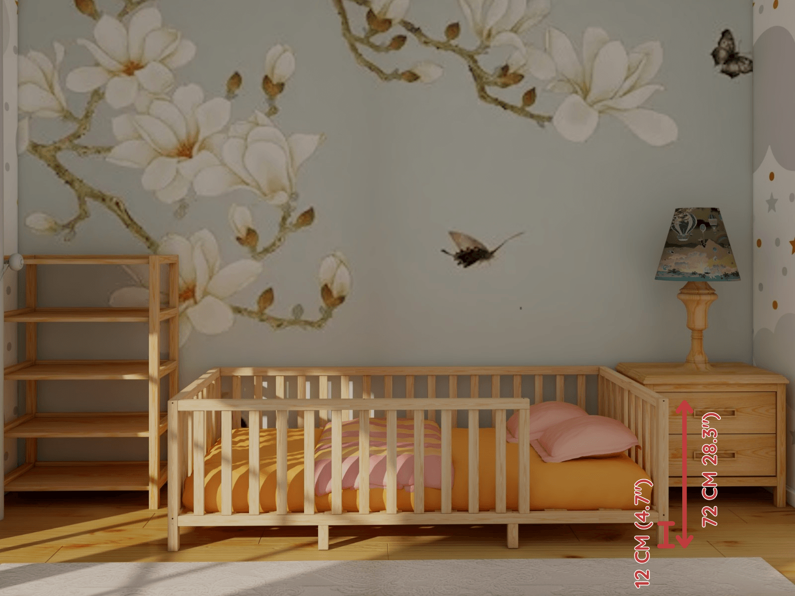 Chester - Montessori Doğal Ahşap Yatak 72 Cm Yükseklik