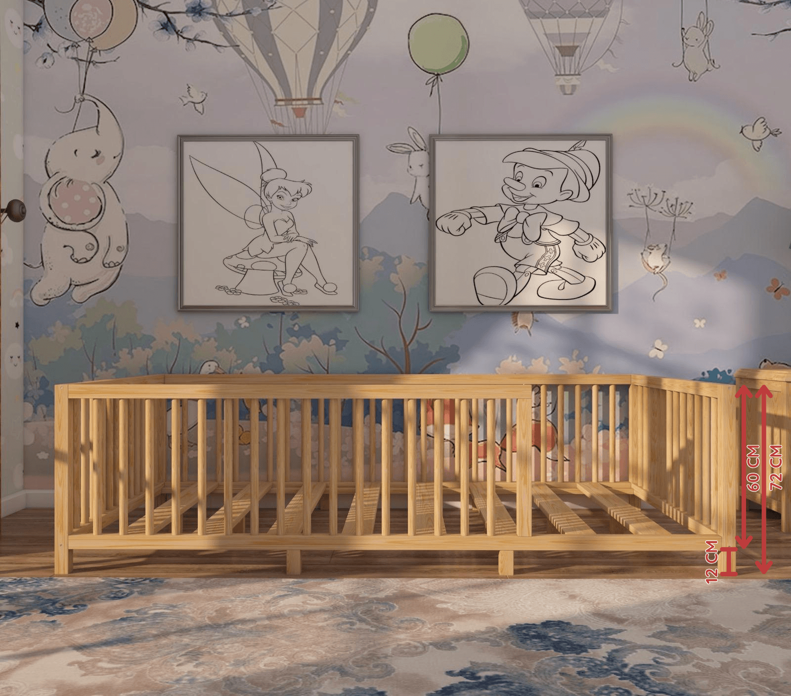 Montessori Wooden Bed 72 Cm Height
