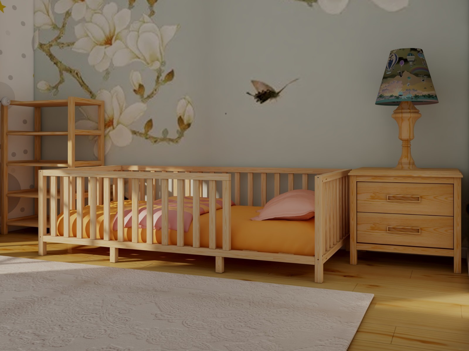 Montessori Natural Wooden Bed 72 Cm Height