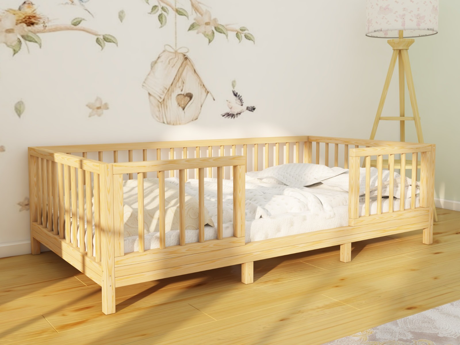Alaz - Montessori Removable Natural Wooden Floor Bed