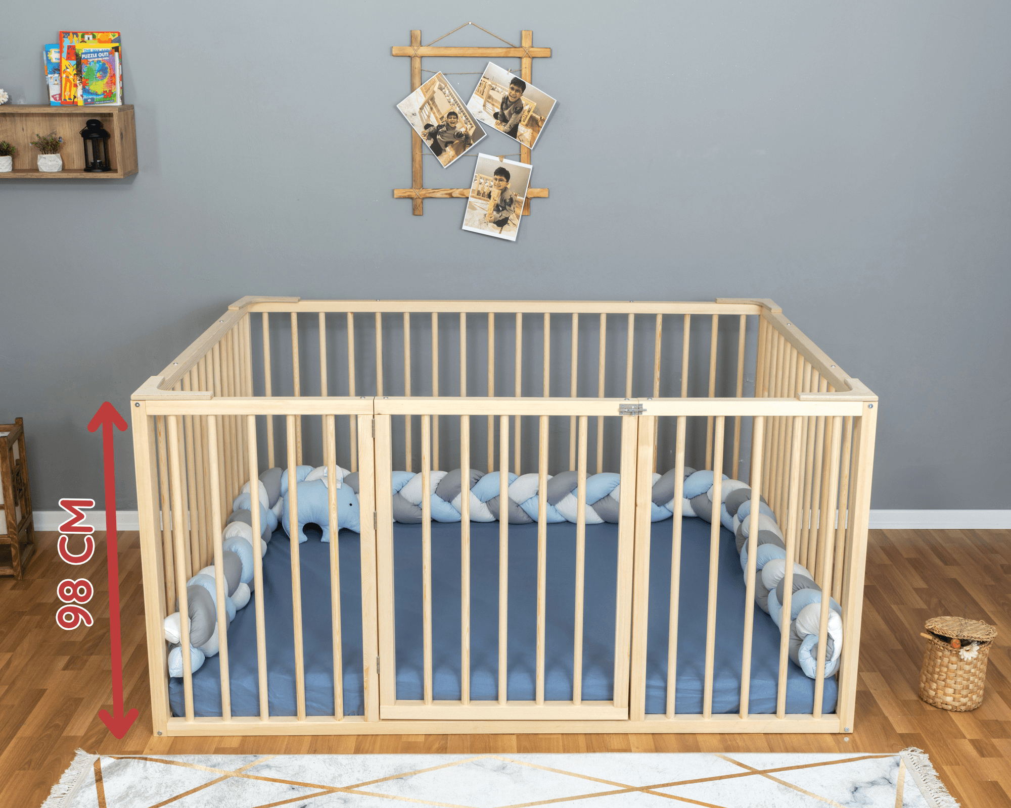 Haven - Doğal Ahşap Uzun Çıtalı Montessori Yatak
