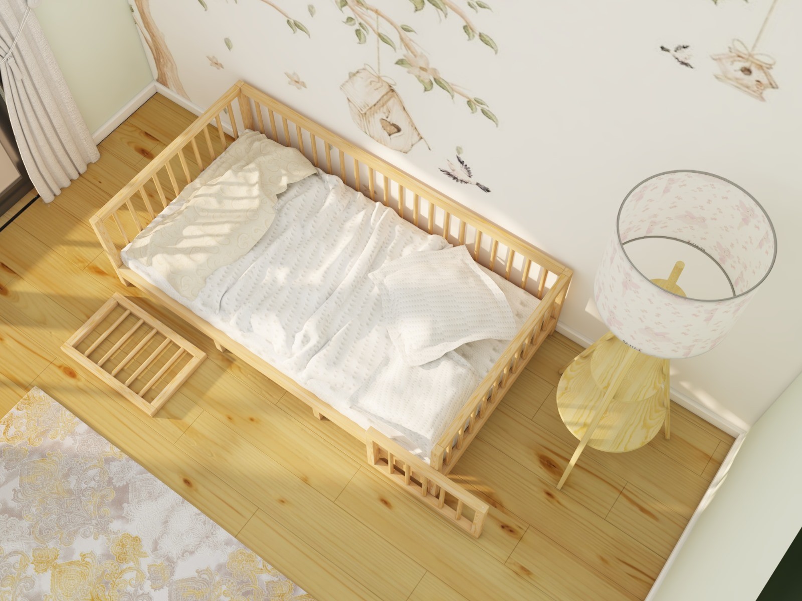 Alaz - Montessori Removable Natural Wooden Floor Bed