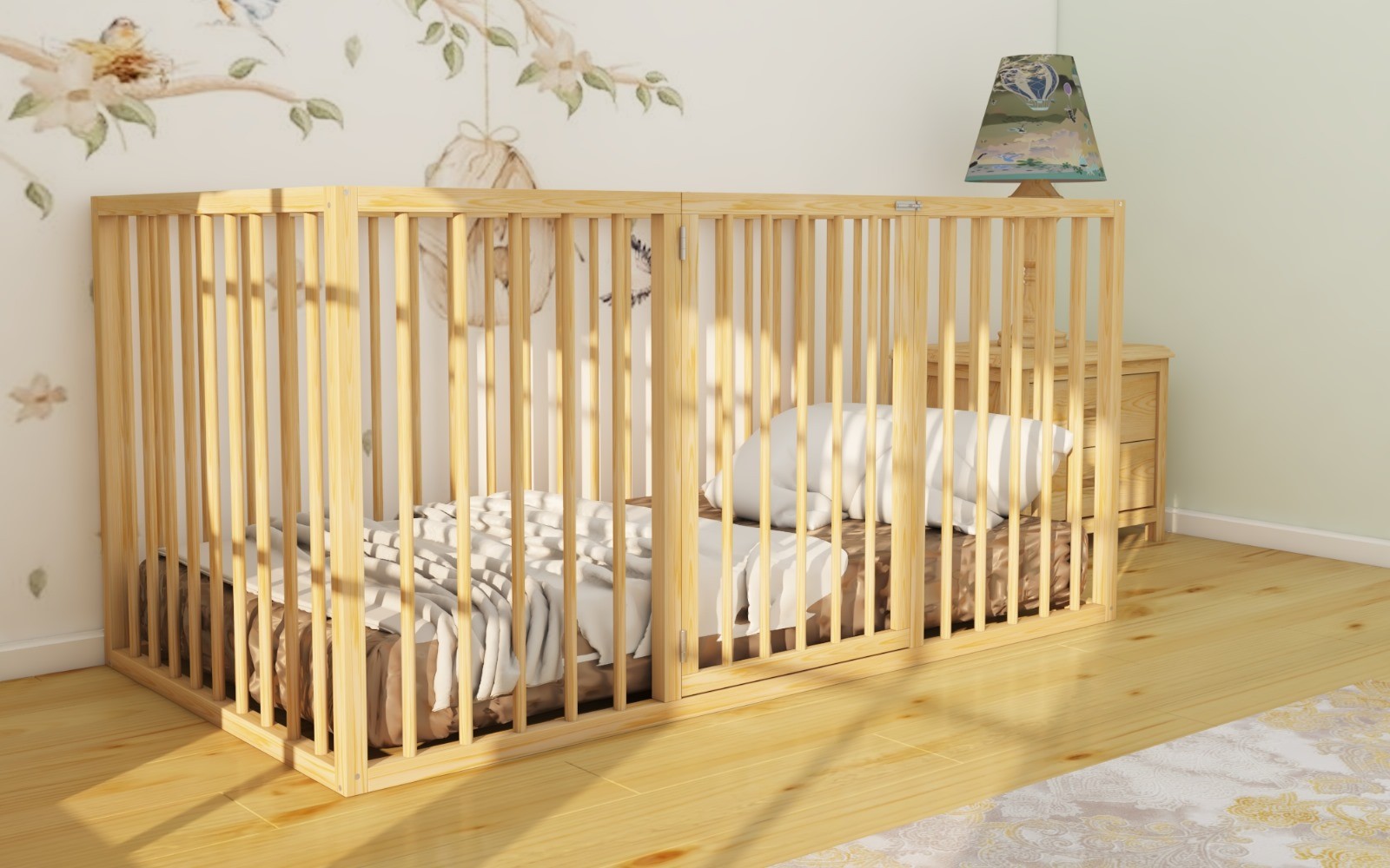 Haven - Natural Wood Long Slatted Montessori Bed
