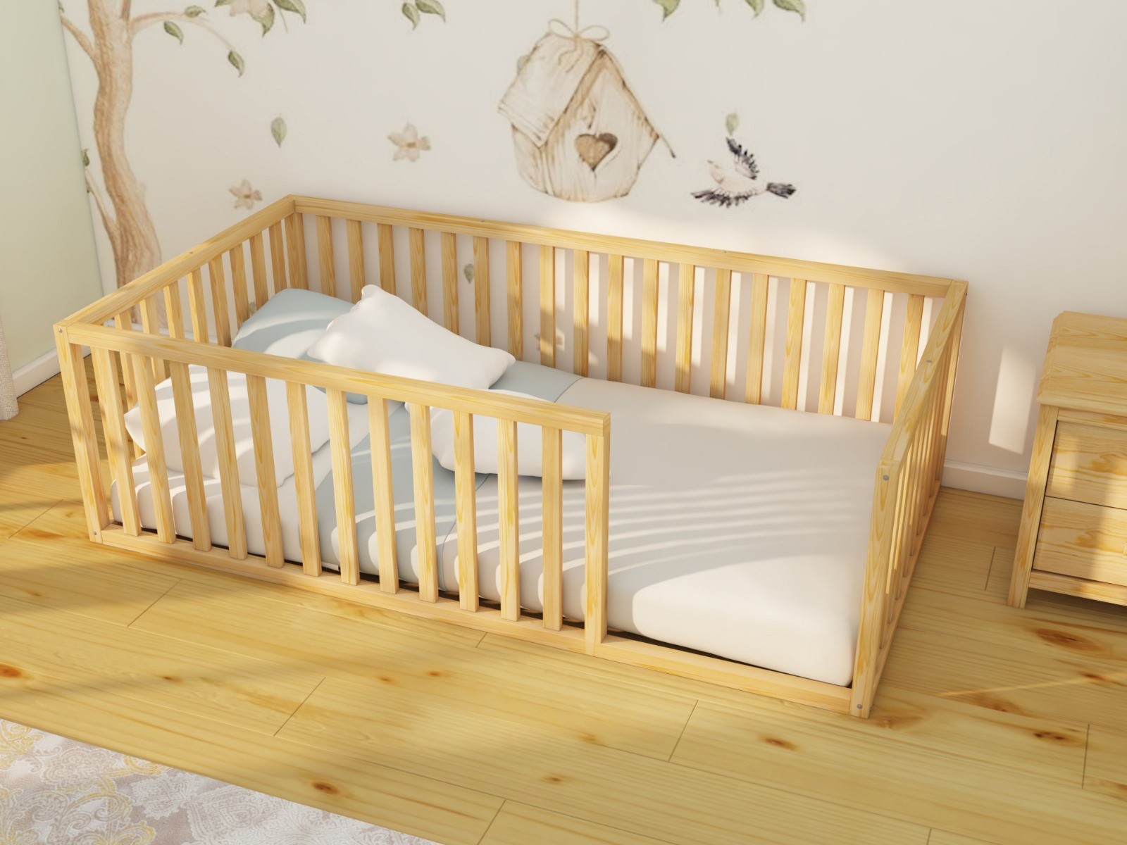 Mia - Montessori Natural Wood Floor Bed