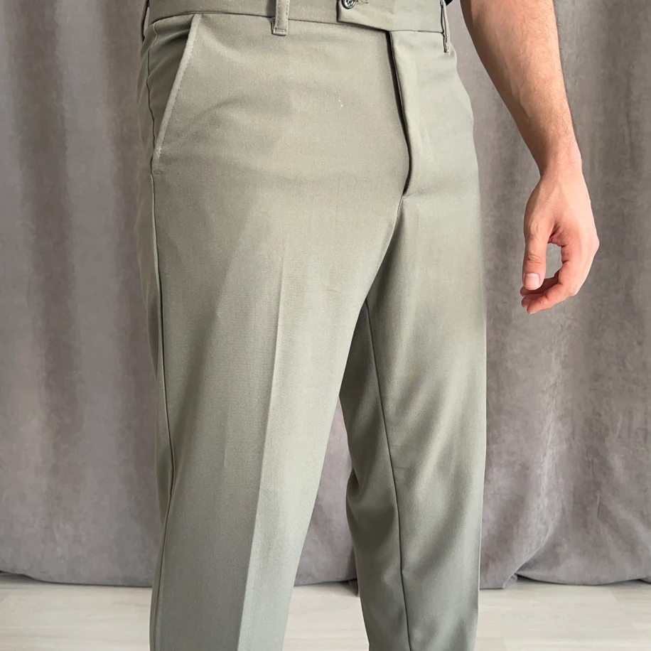 Regular Fit duble paça kumaş pantolon - Haki