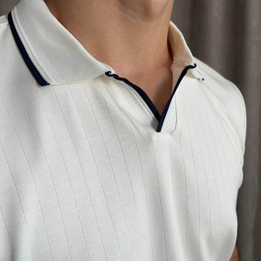 Oysho Kumaş Apaş Yaka Polo Tişört - Beyaz