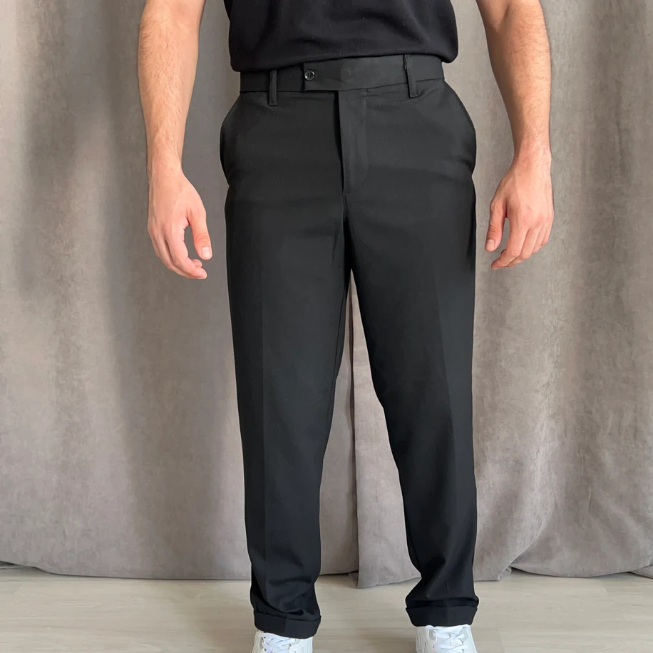 Regular Fit duble paça kumaş pantolon - Siyah