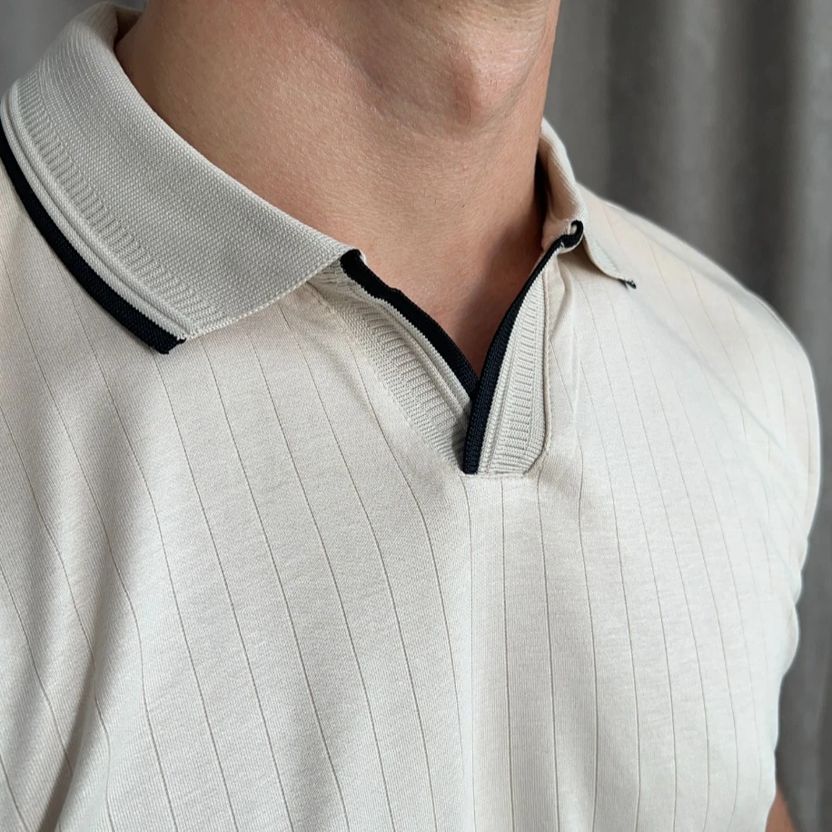 Oysho Kumaş Apaş Yaka Polo Tişört - Bej