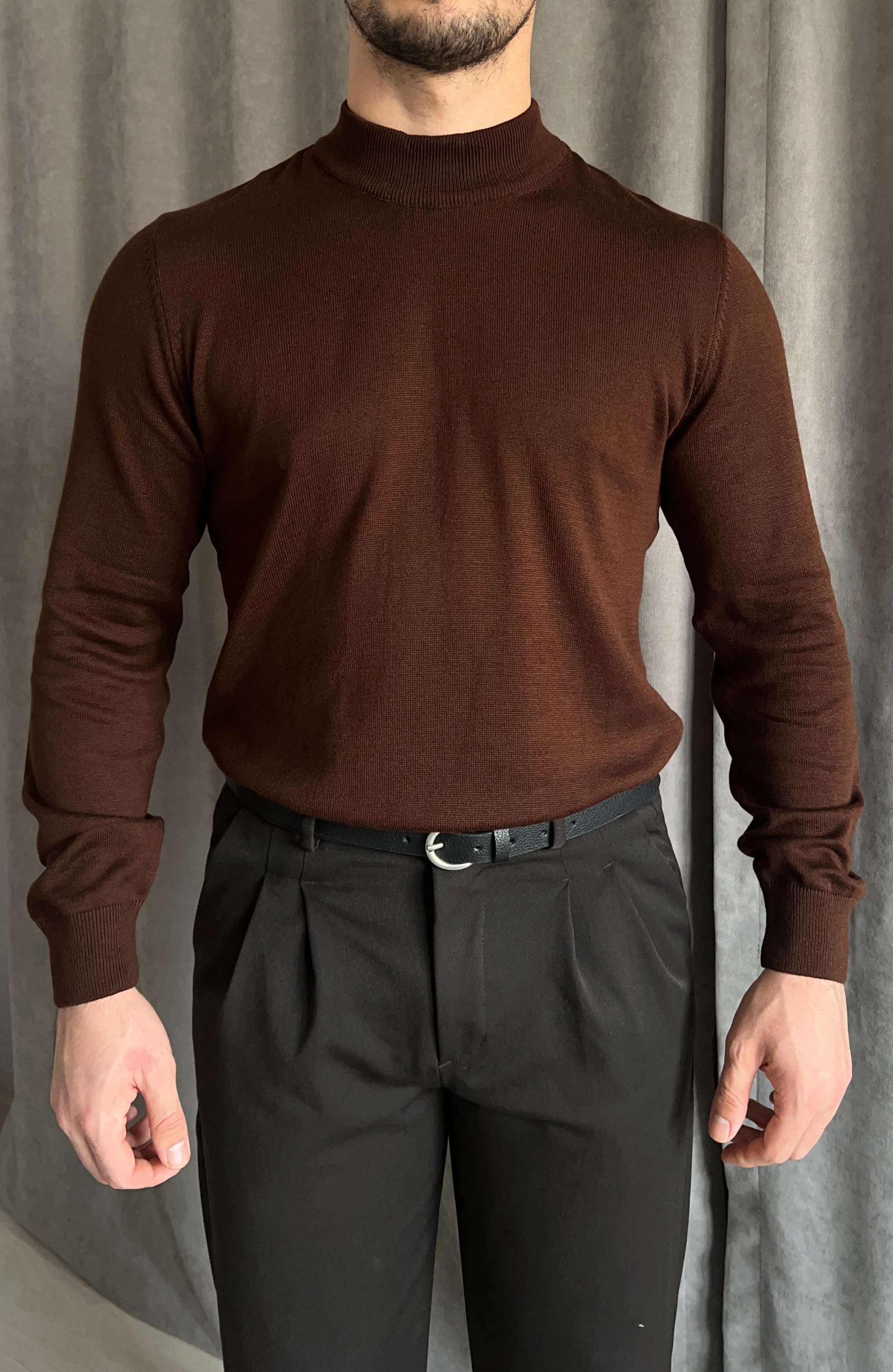 Yarım Balıkçı Triko - Kahverengi