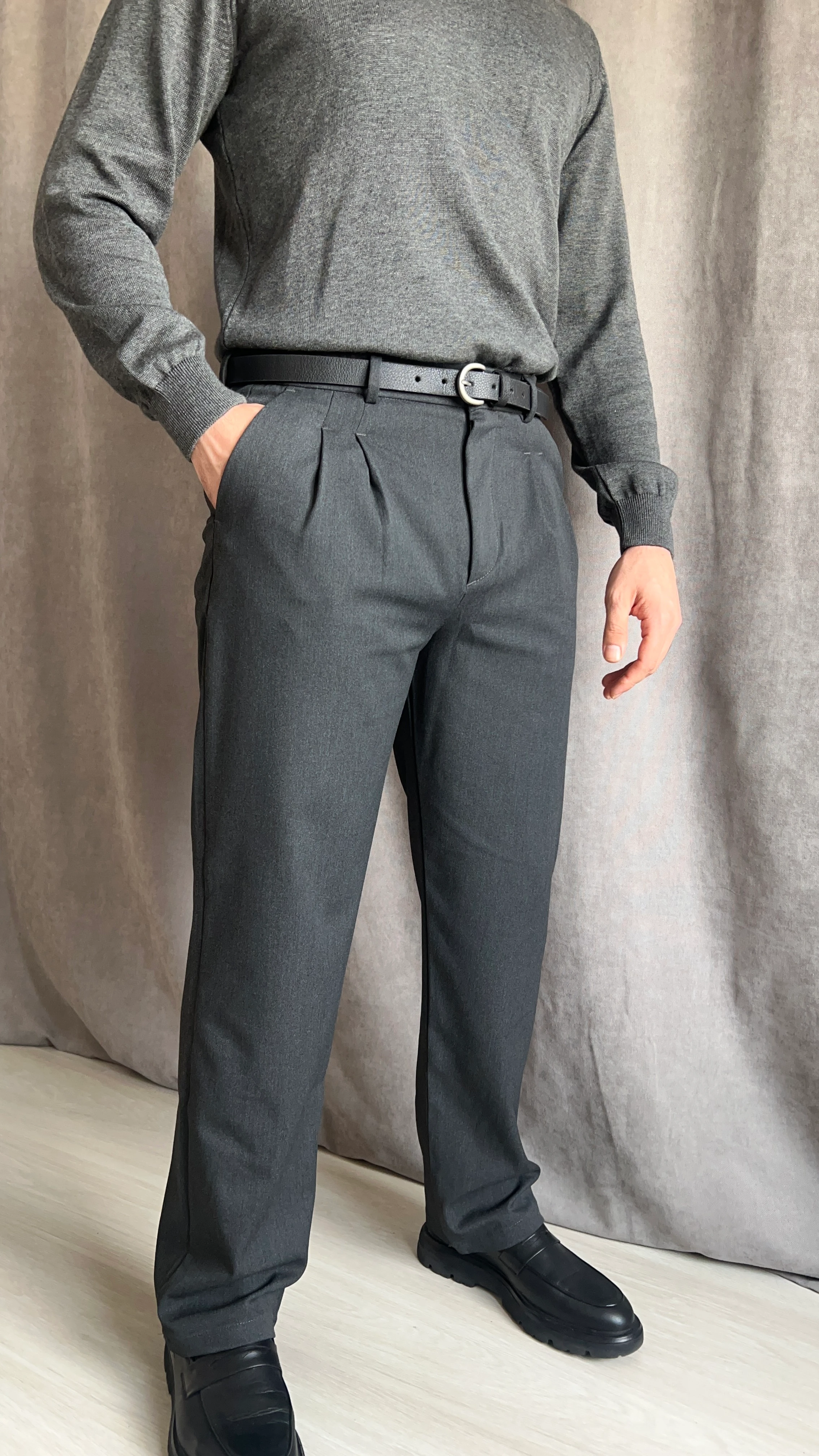 Gabardin Kumaş Baggy Pantolon - Antrasit