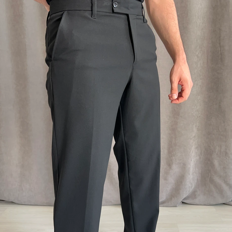 Regular Fit duble paça kumaş pantolon - Siyah