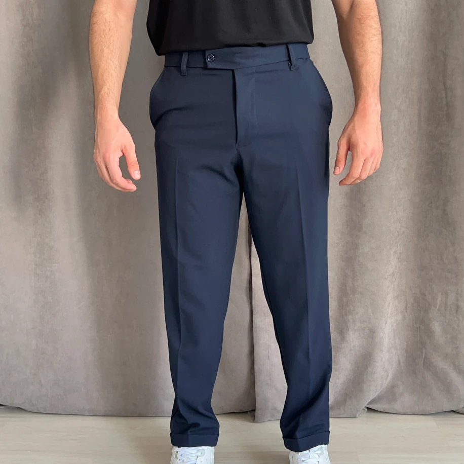 Regular Fit duble paça kumaş pantolon - Lacivert
