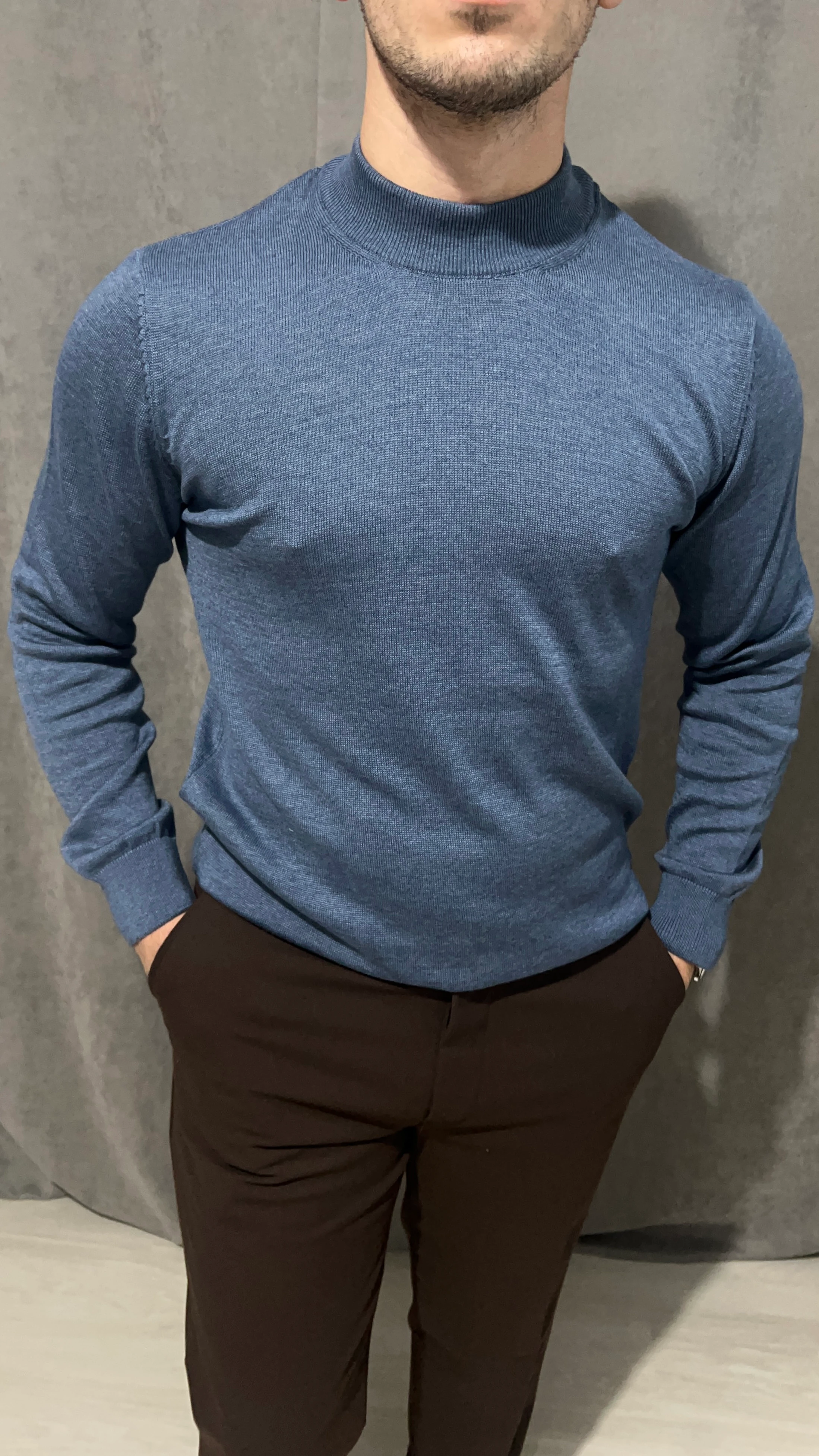 Yarım Balıkçı Triko - İndigo Mavi