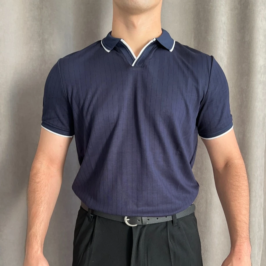 Oysho Kumaş Apaş Yaka Polo Tişört - Lacivert