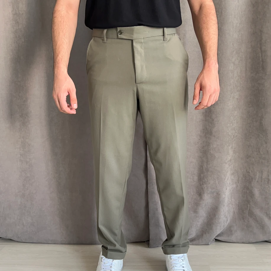 Regular Fit duble paça kumaş pantolon - Haki