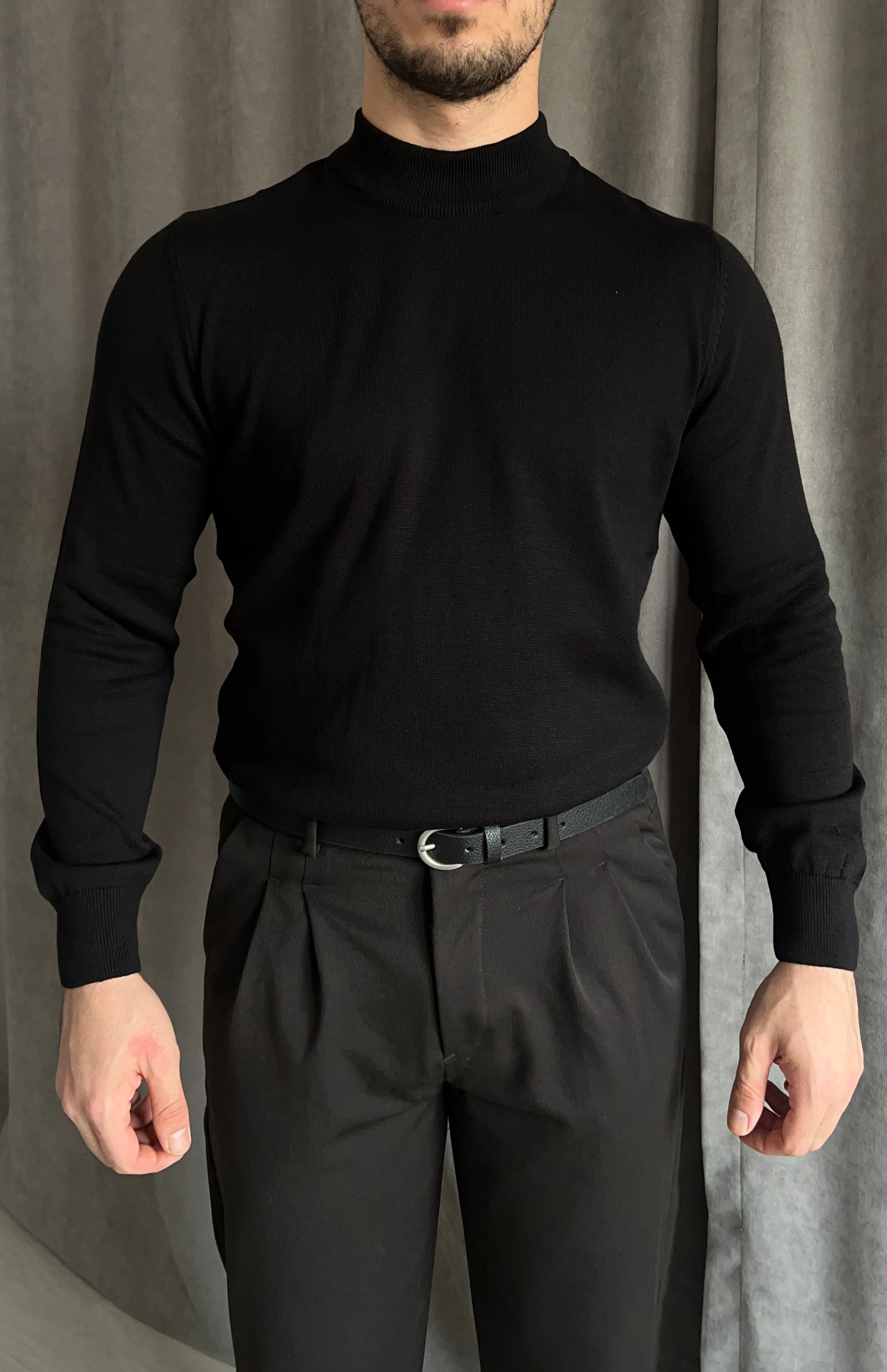 Yarım Balıkçı Triko - Siyah