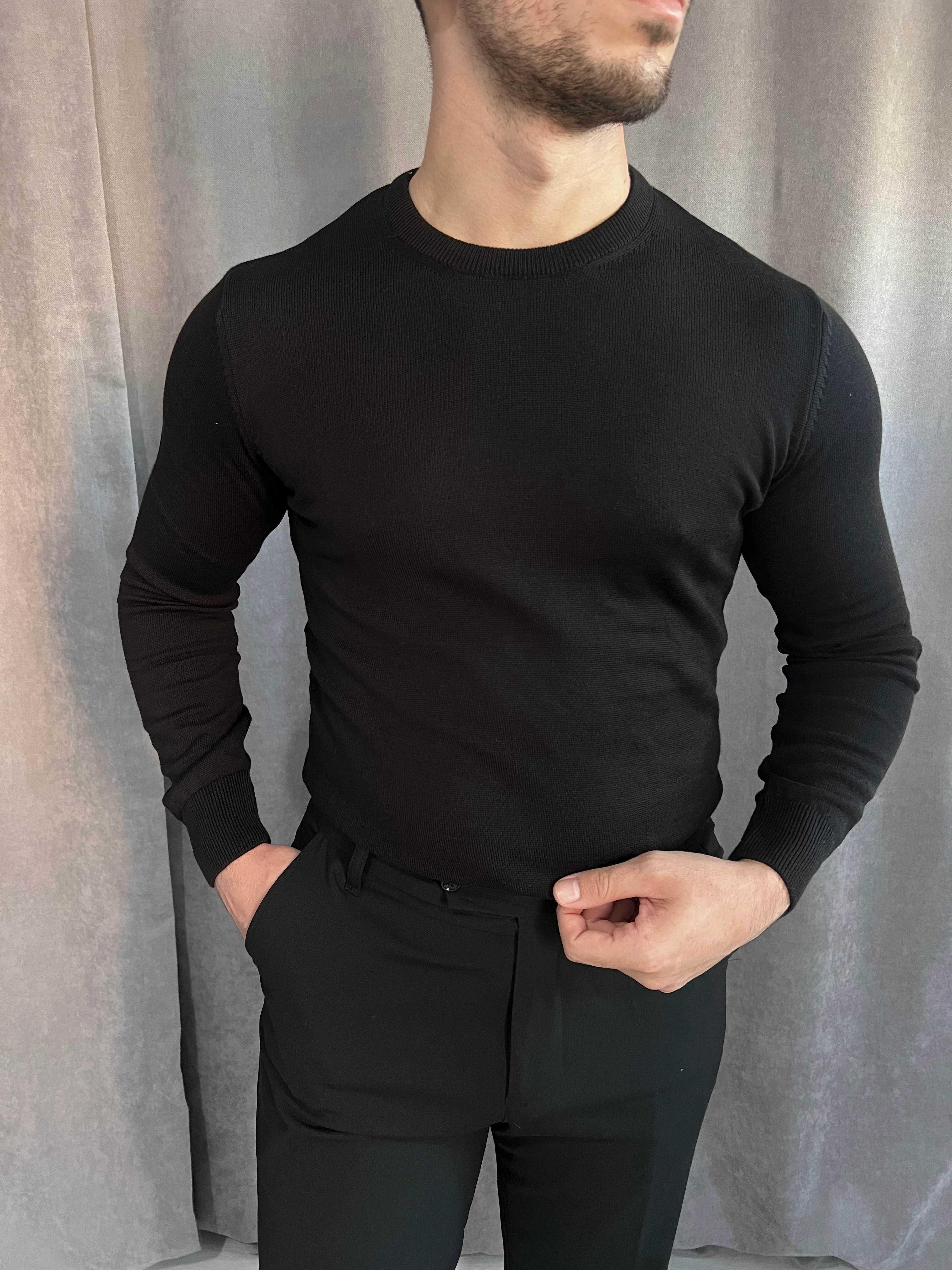 Basic Bisiklet Yaka Triko - Bej