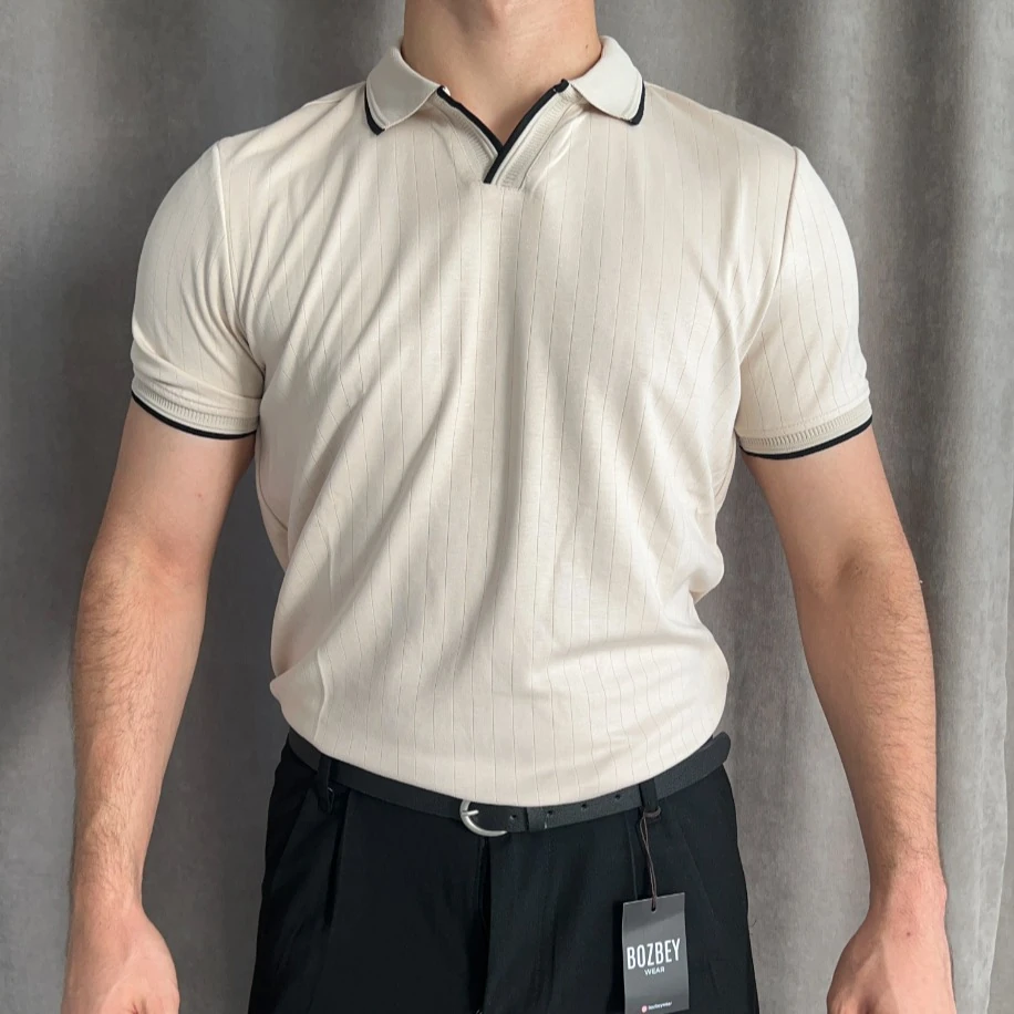 Oysho Kumaş Apaş Yaka Polo Tişört - Bej