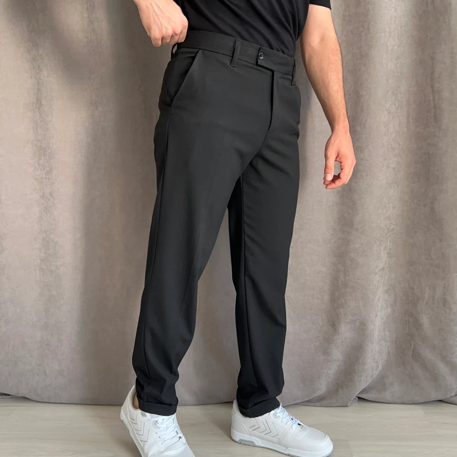 Regular Fit duble paça kumaş pantolon - Siyah
