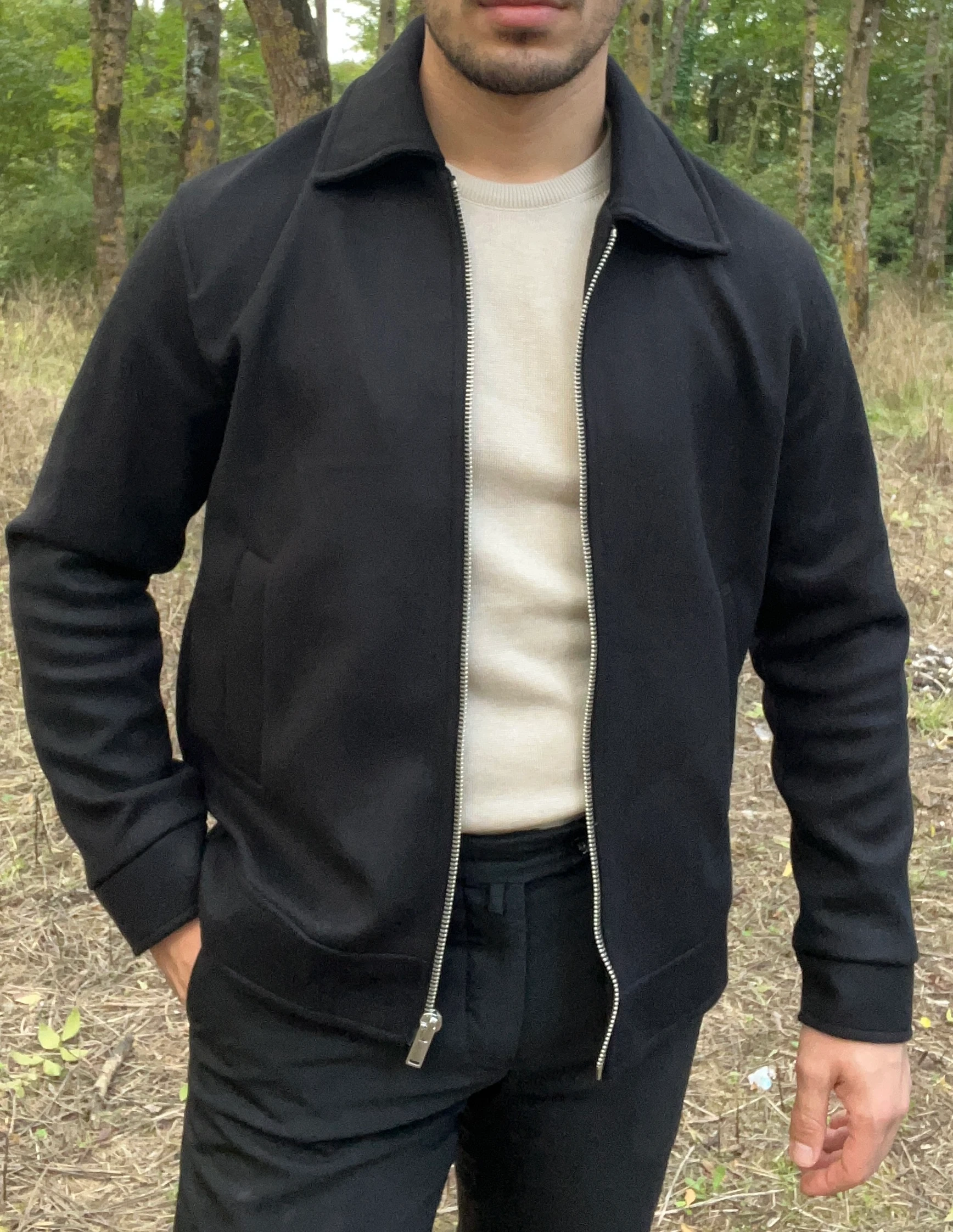 Premium Essential Kaşe Ceket - Siyah