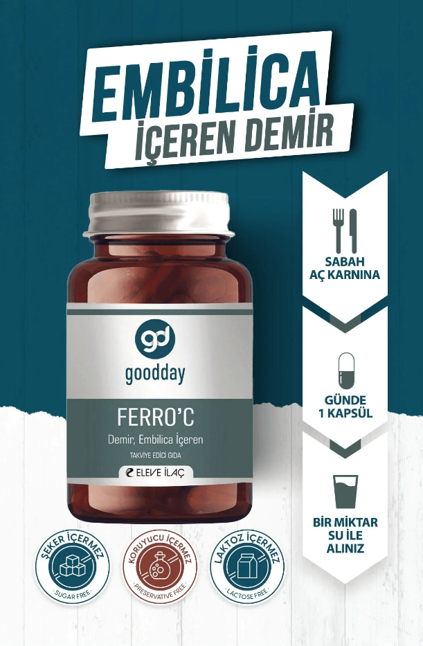 GOODDAY FERRO' C 60 KAPSÜL TAKVİYE EDİCİ GIDA