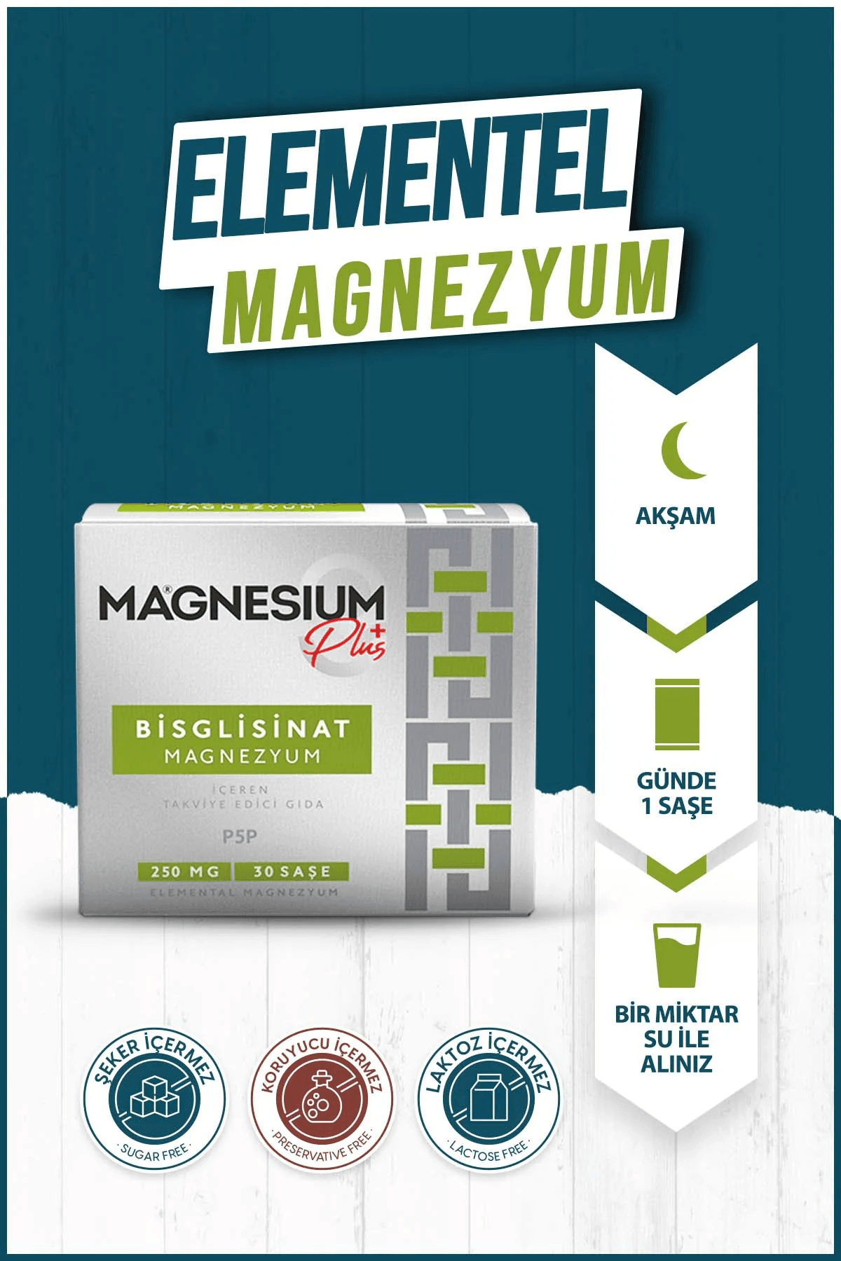 GOODDAY MAGNESIUM PLUS G (MAGNEZYUM BİSGLİSİNAT) & P5P 30 SAŞE