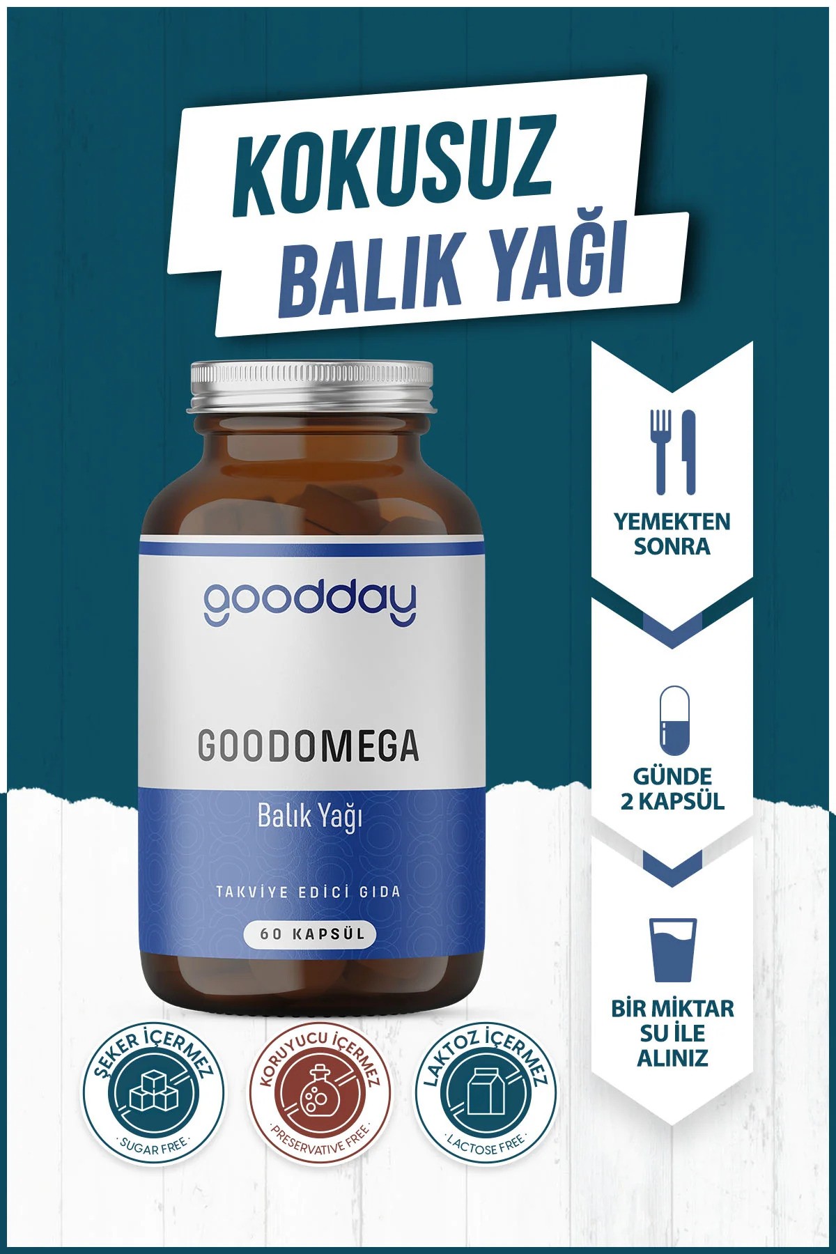 GOODDAY OMEGA 3 BALIK YAĞI 60 KAPSÜL TAKVİYE EDİCİ GIDA