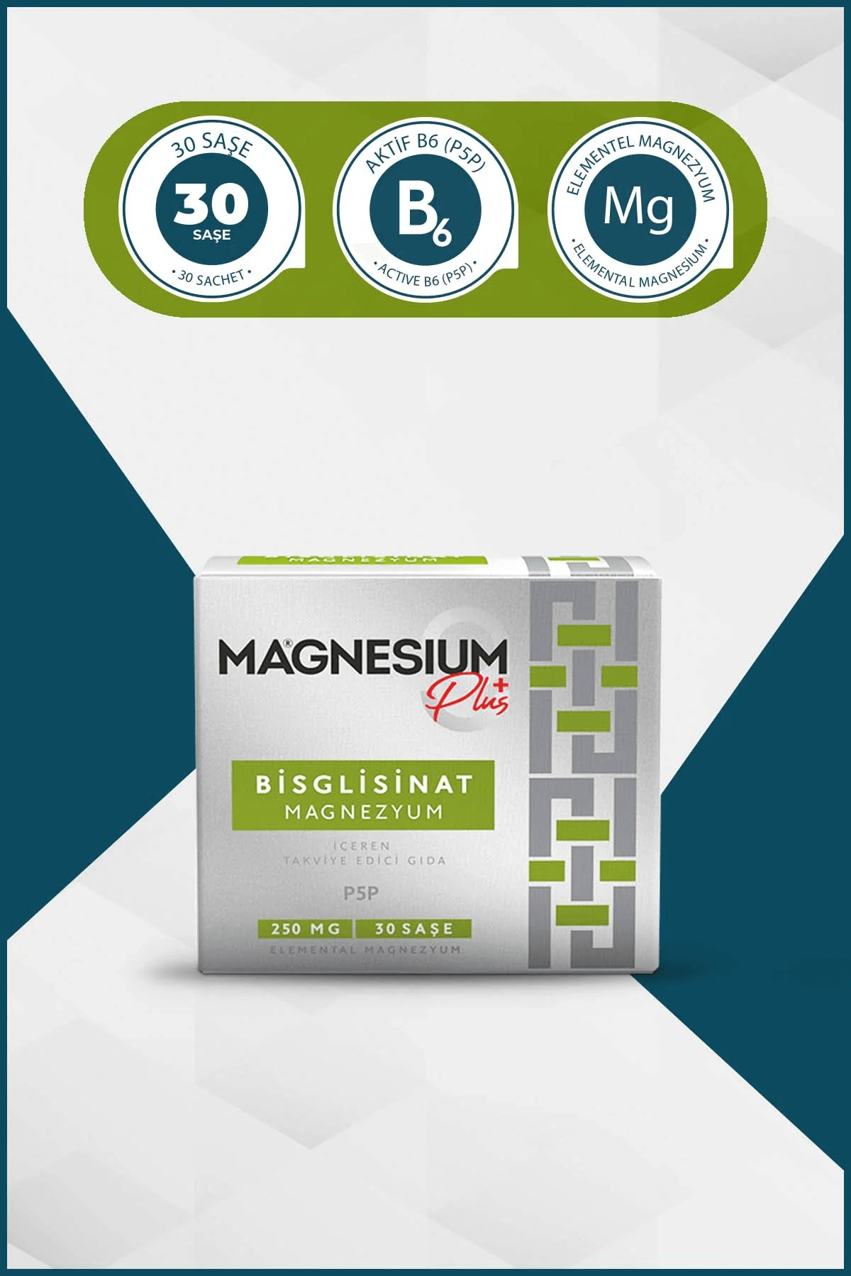 GOODDAY MAGNESIUM PLUS G (MAGNEZYUM BİSGLİSİNAT) & P5P 30 SAŞE