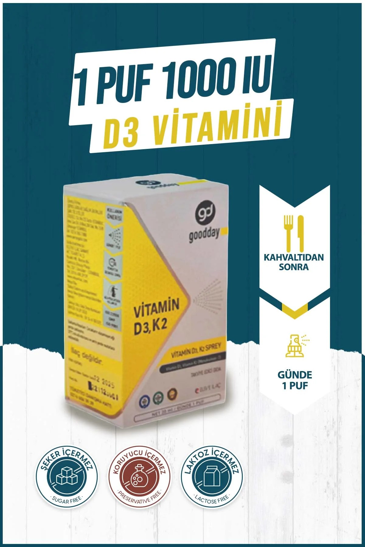 GOODDAY VİTAMİN D3K2 SPREY 20 ML TAKVİYE EDİCİ GIDA