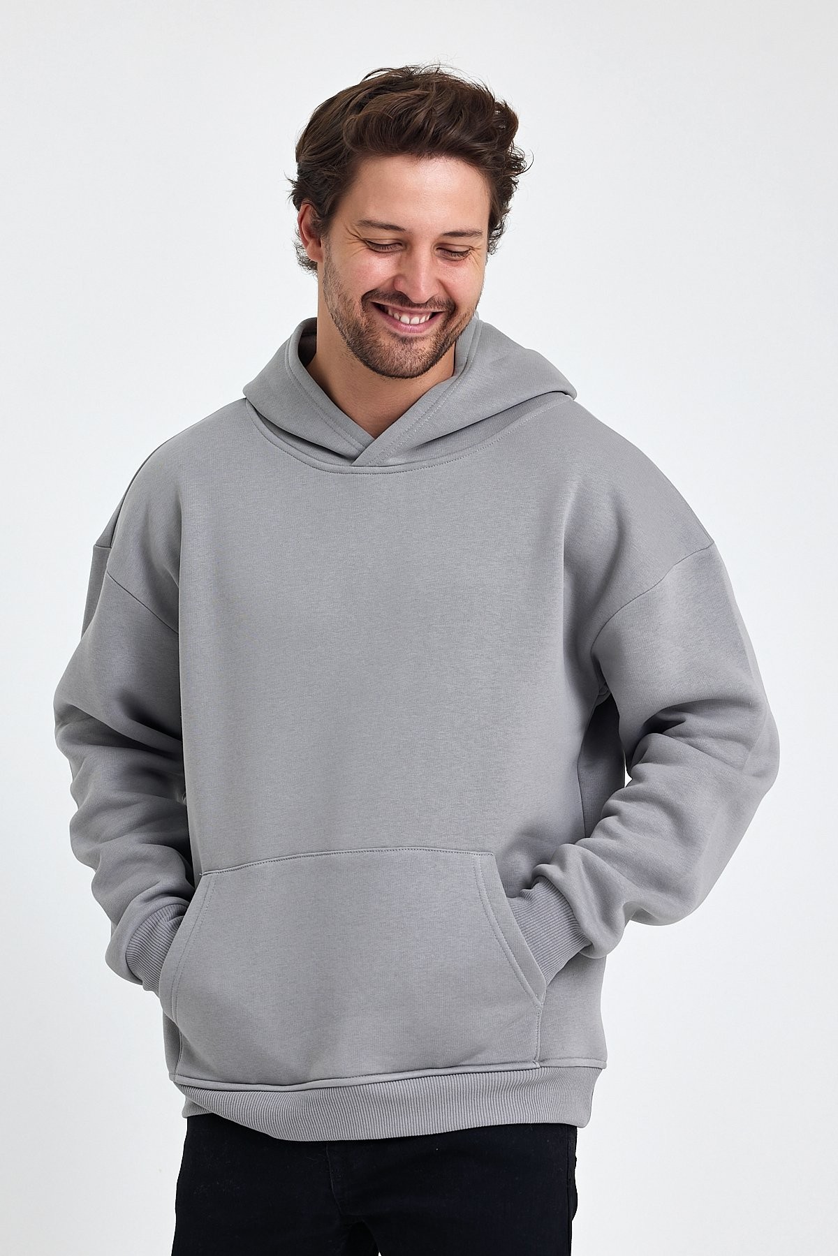 Kapüşonlu Sweatshirt - Gri