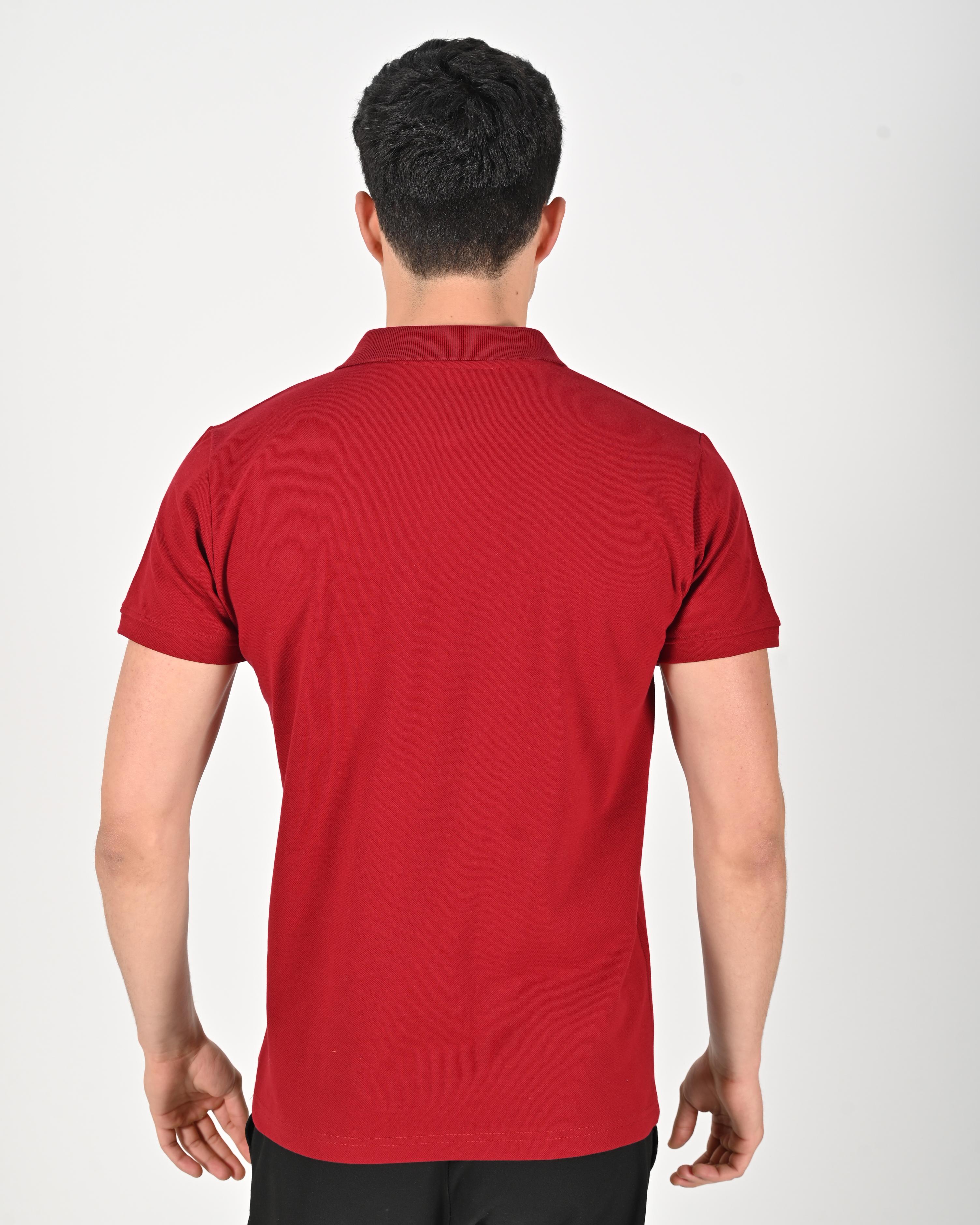 Polo Yaka Kısa Kollu Tişört - Bordo