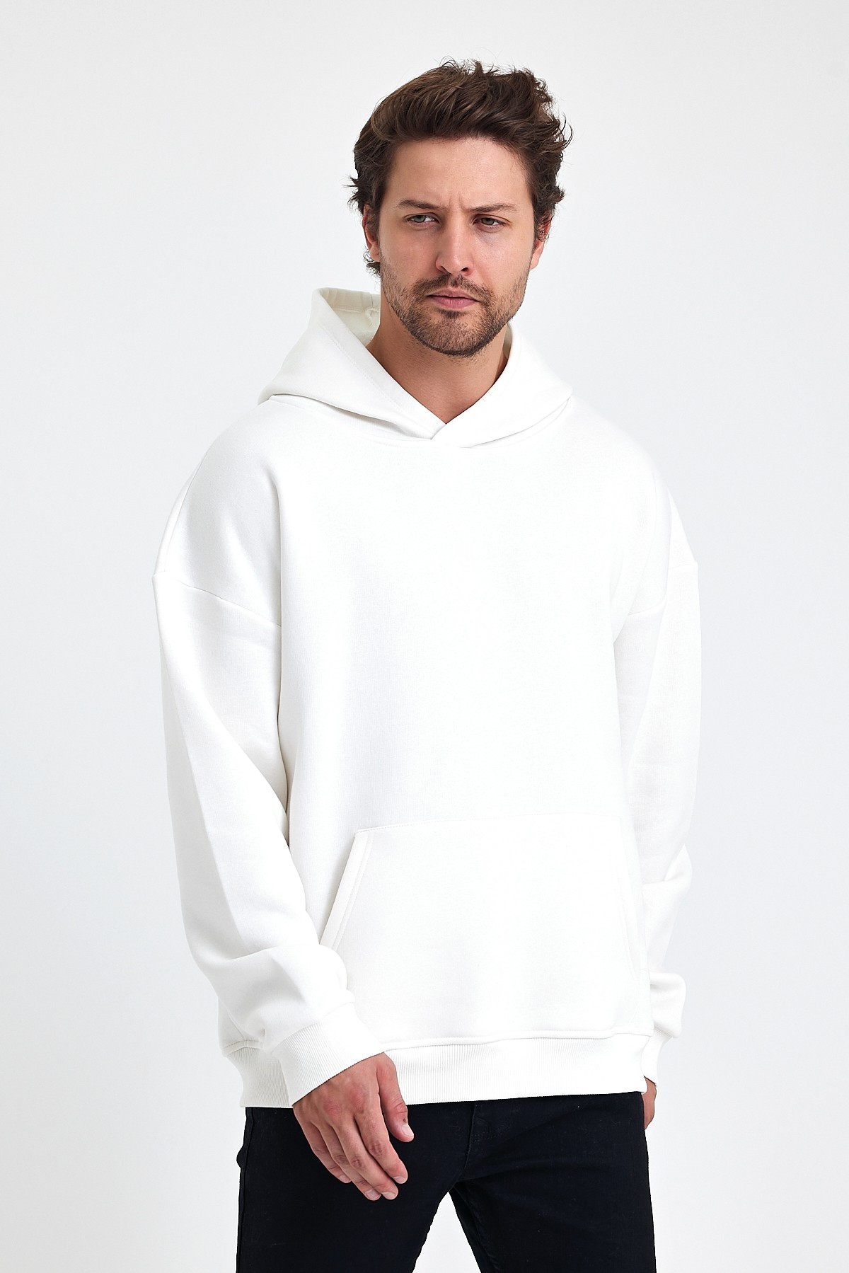 Kapüşonlu Sweatshirt - Ekru