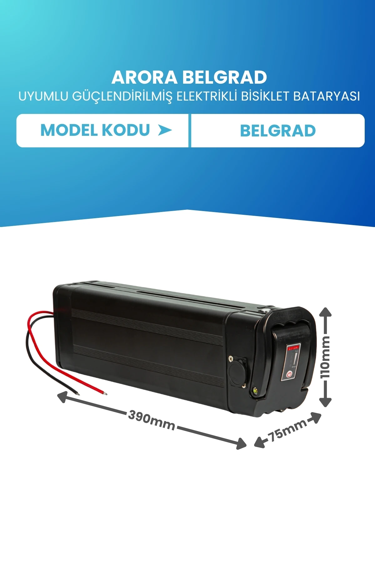 Arora Belgrad Uyumlu 36V 10Ah Güçlendirilmiş Elektrikli Bisiklet Bataryası