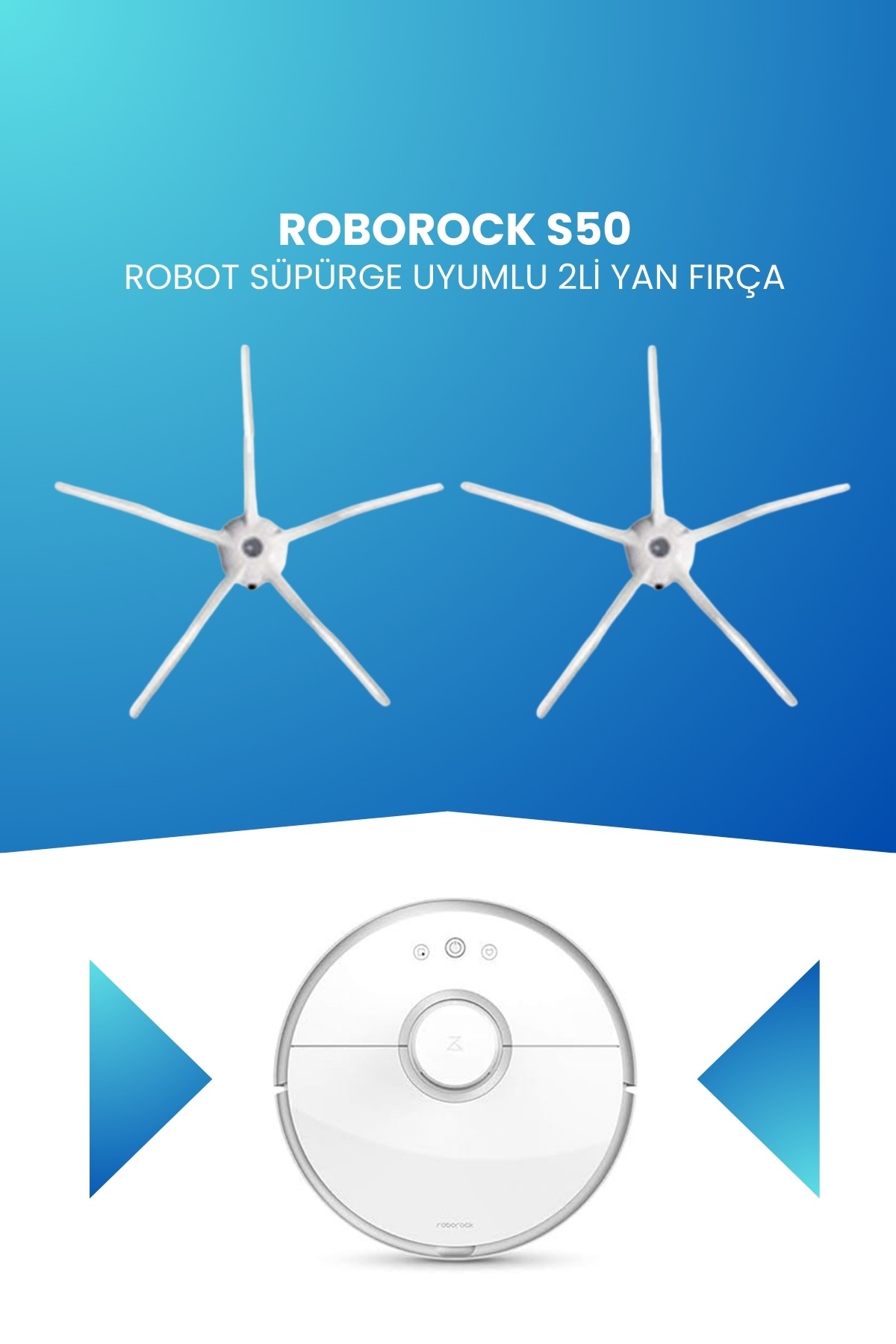 Roborock S50 Robot Süpürge Uyumlu 2li Yan Fırça