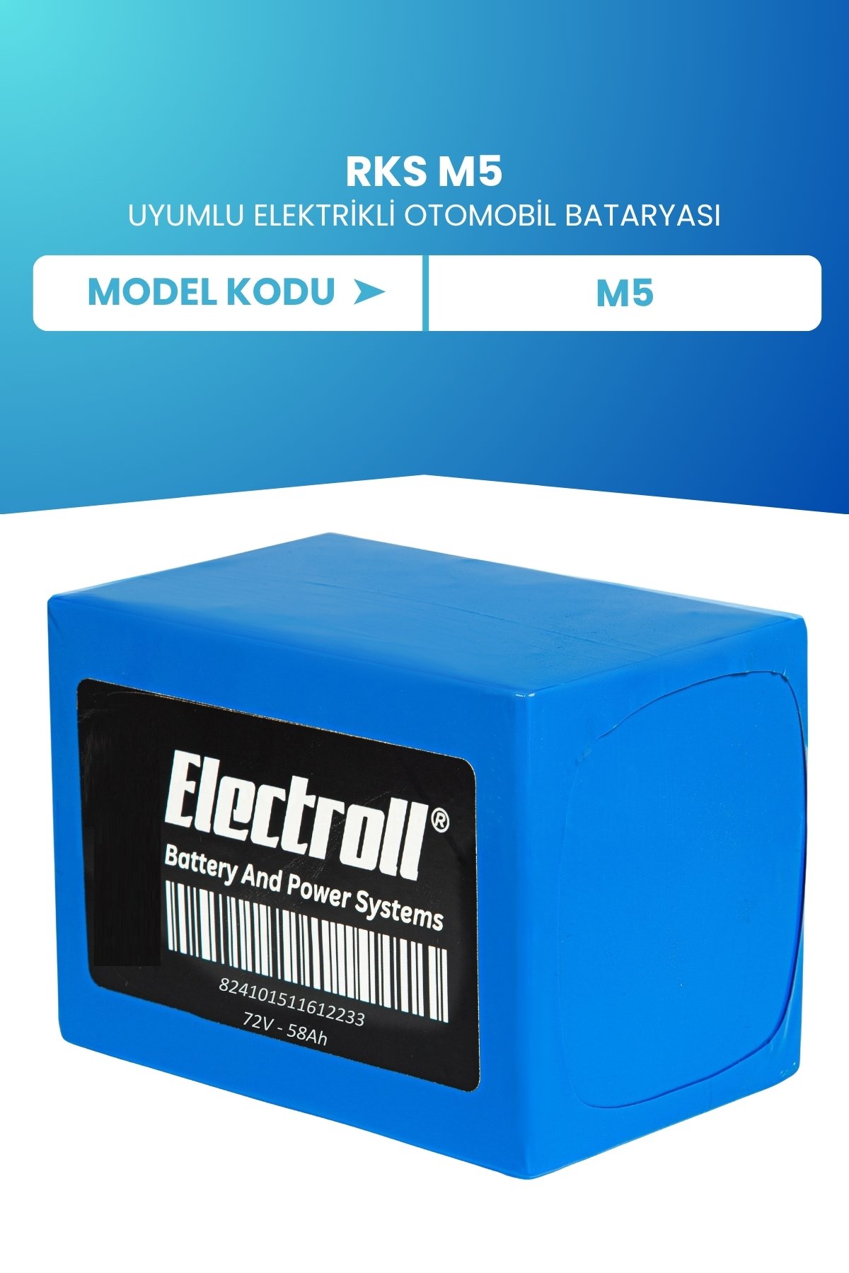 RKS M5 Uyumlu Batarya (Standart Kapasite) Lifepo4 72V 58AH Elektrikli Otomobil Bataryası