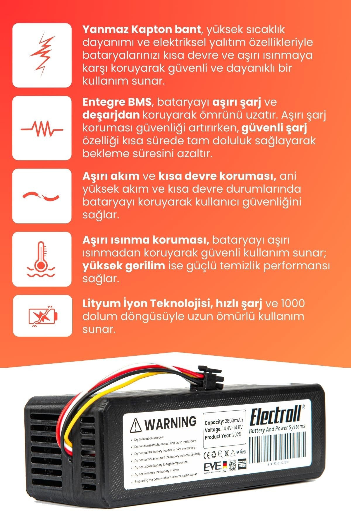 Samsung Vr3mb77312k Uyumlu Batarya (ULTRA YÜKSEK KAPASİTE) 6400mah Robot Süpürge Bataryası Değişimi